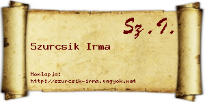 Szurcsik Irma névjegykártya