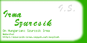 irma szurcsik business card